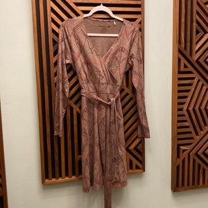 Toad&Co. Cue Wrap Long Sleeve Dress - Brown Geo Print
